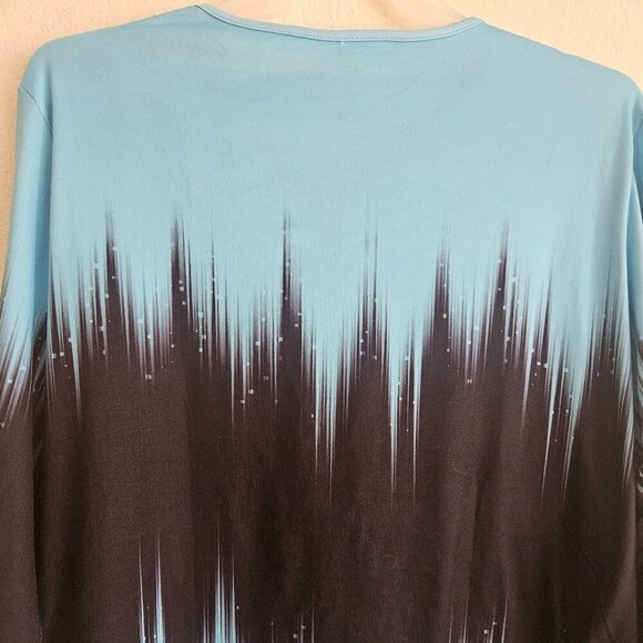 Pullover v-neck stretchy turquoise black zip up XXL Gym, workout - Picture 8 of 8